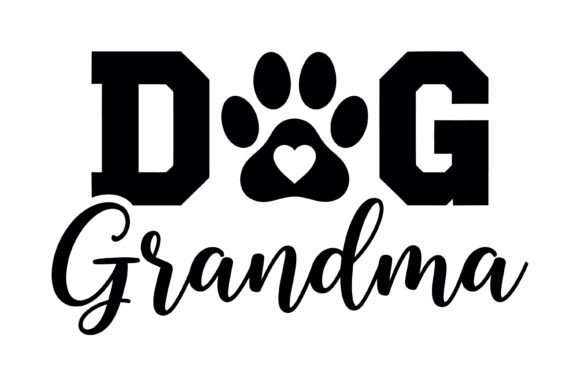 Dog Grandma Paw Heart Typography Review