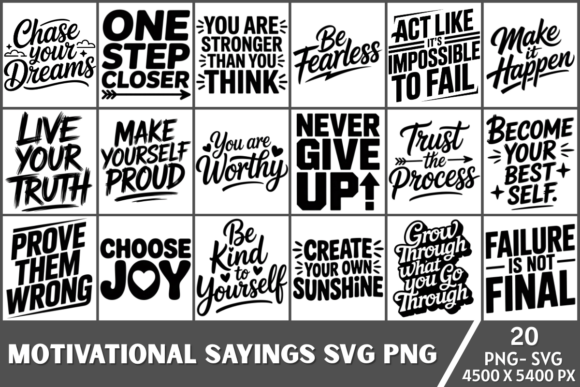 Motivational Sayings SVG PNG Bundle Review