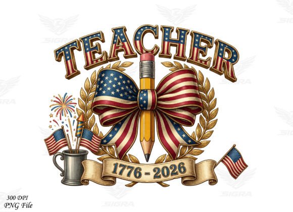 Patriotic Teacher 1776–2026 PNG SVG Review